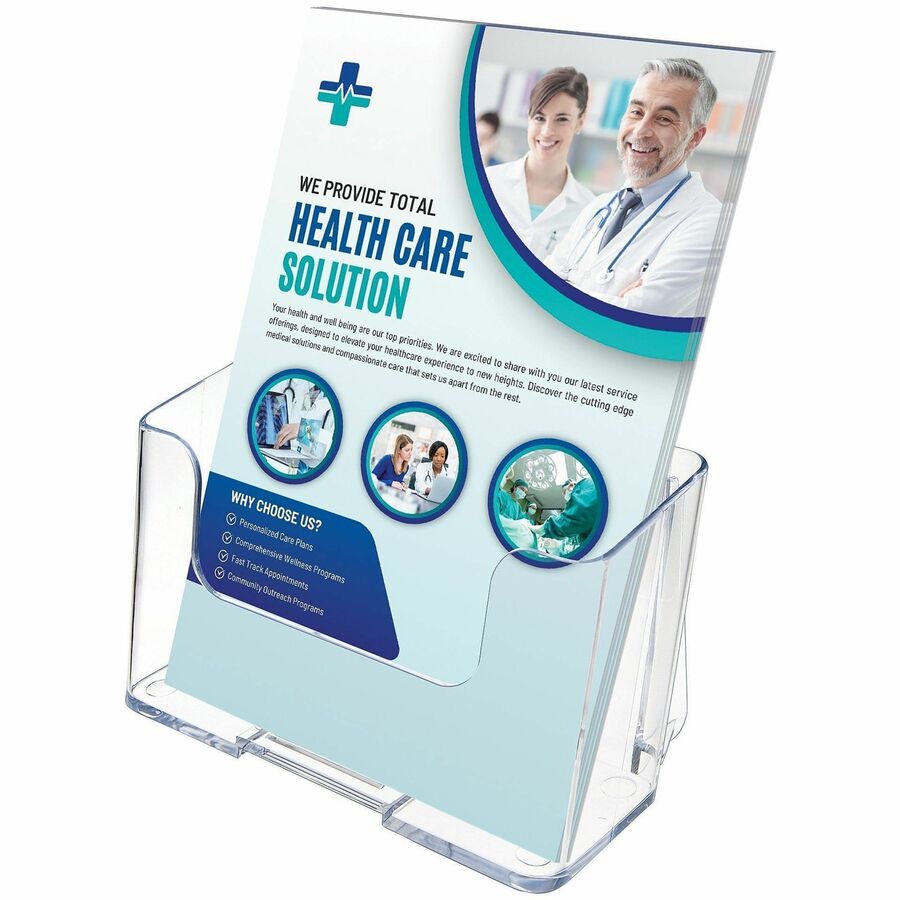 Deflecto Single Compartment DocuHolder - 1 Compartment(s) - 7.75" Height x 6.50" Width x 3.75" Depth - Desktop - Booklet Size - Clear - Plastic - 1 Each
