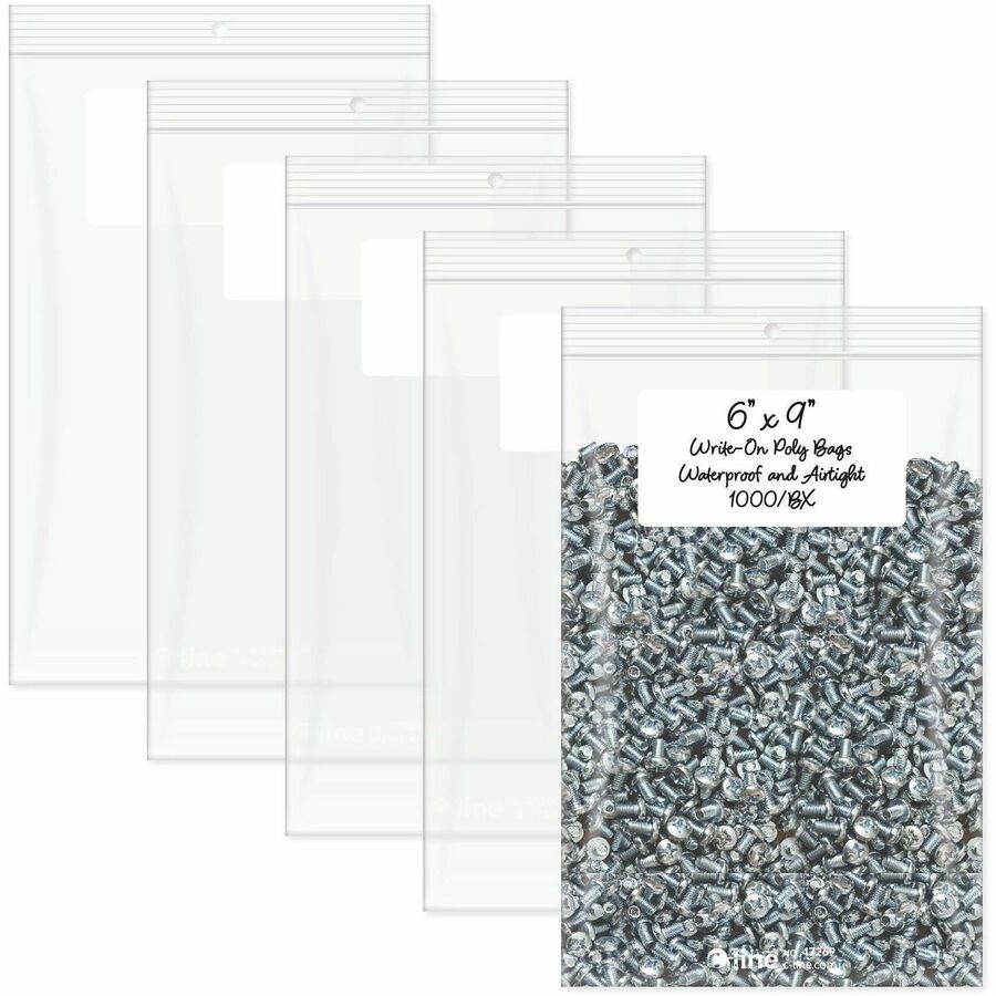 C-Line Write-On Reclosable Small Parts Bags - 9" Length x 6" Width - Clear - Poly - Multipurpose - 1000 / Carton