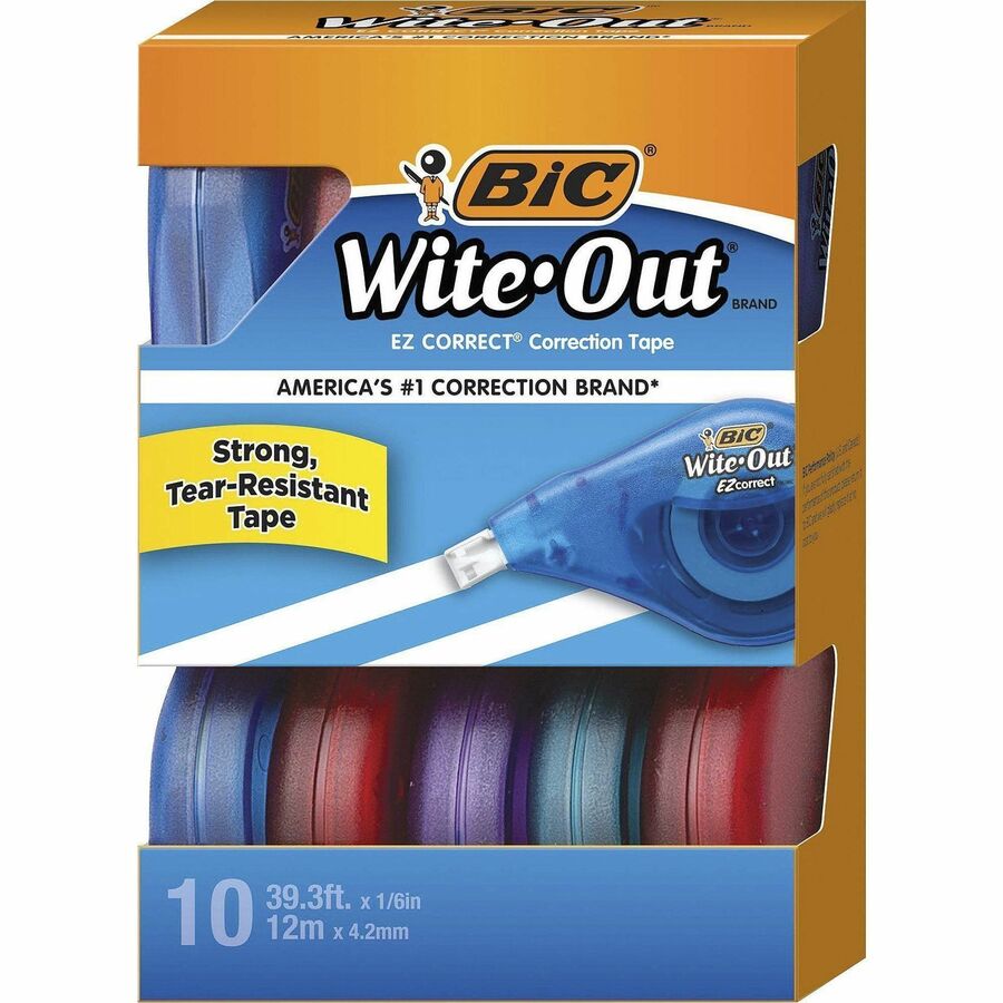 Wite-Out EZ CORRECT Correction Tape - 0.16" Tape Width x 39.33 ft Tape Length - 1 Line(s) - White Tape - Odorless, Tear Resistant, Photo-safe - White - 10 / Box