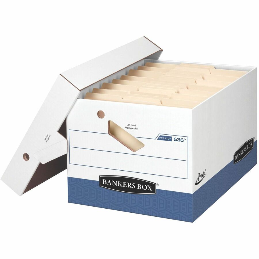 Bankers Box Presto File Storage Box - Internal Dimensions: 12" Width x 15" Depth x 10" Height - External Dimensions: 12.9" Width x 16.5" Depth x 10.4" Height - 850 lb - Media Size Supported: Legal, Letter - Lift-off, Zipper Closure - Heavy Duty - Stack...