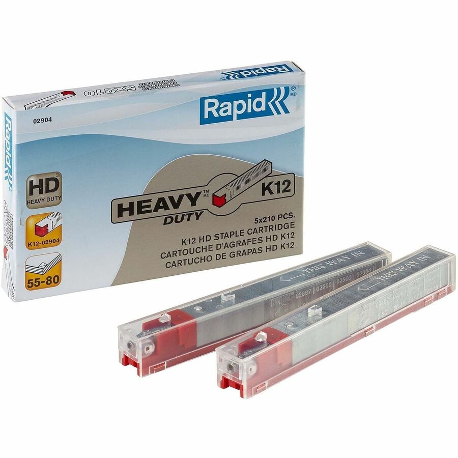 Rapid Cartridge Stapler Staple Cartridge - K12 Red - Heavy Duty - 29/64" Leg - Holds 80 Sheet(s) - Red - 1050 / Box