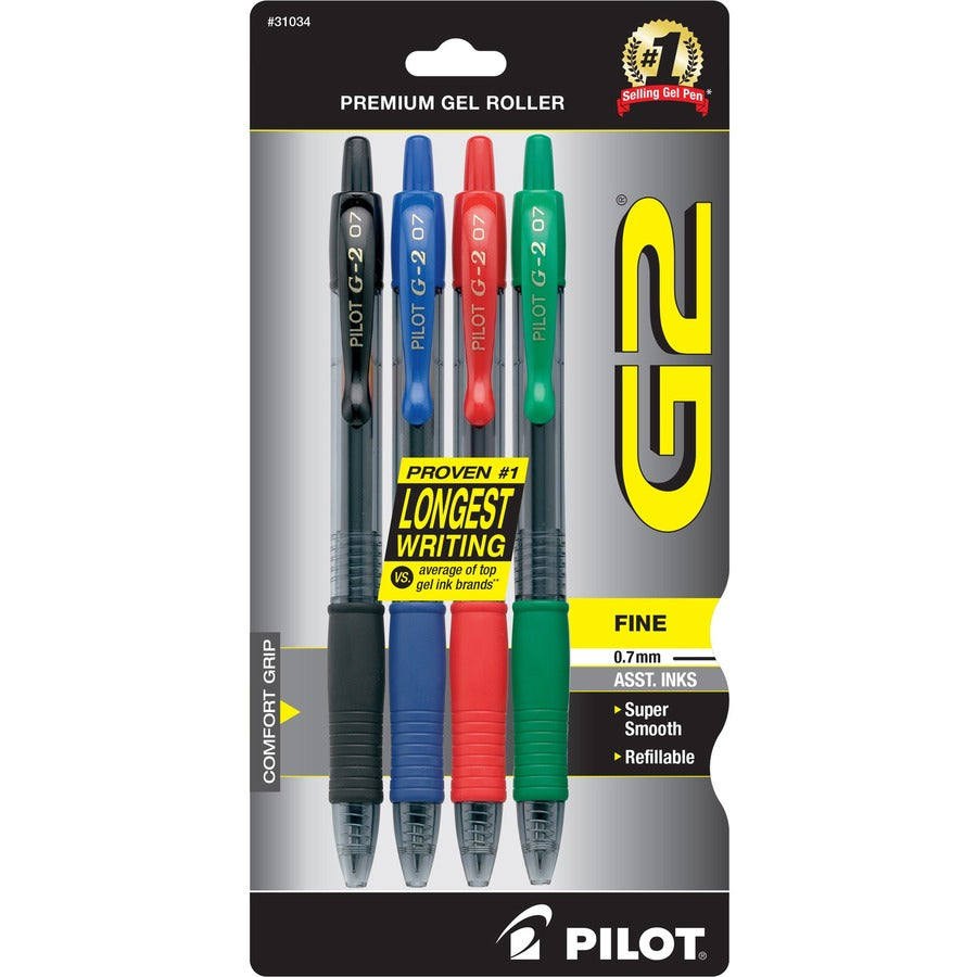 G2 Premium Gel Ink Retractable Pen - Refillable - Retractable - Assorted Ink - Gel-based - 4 / Pack