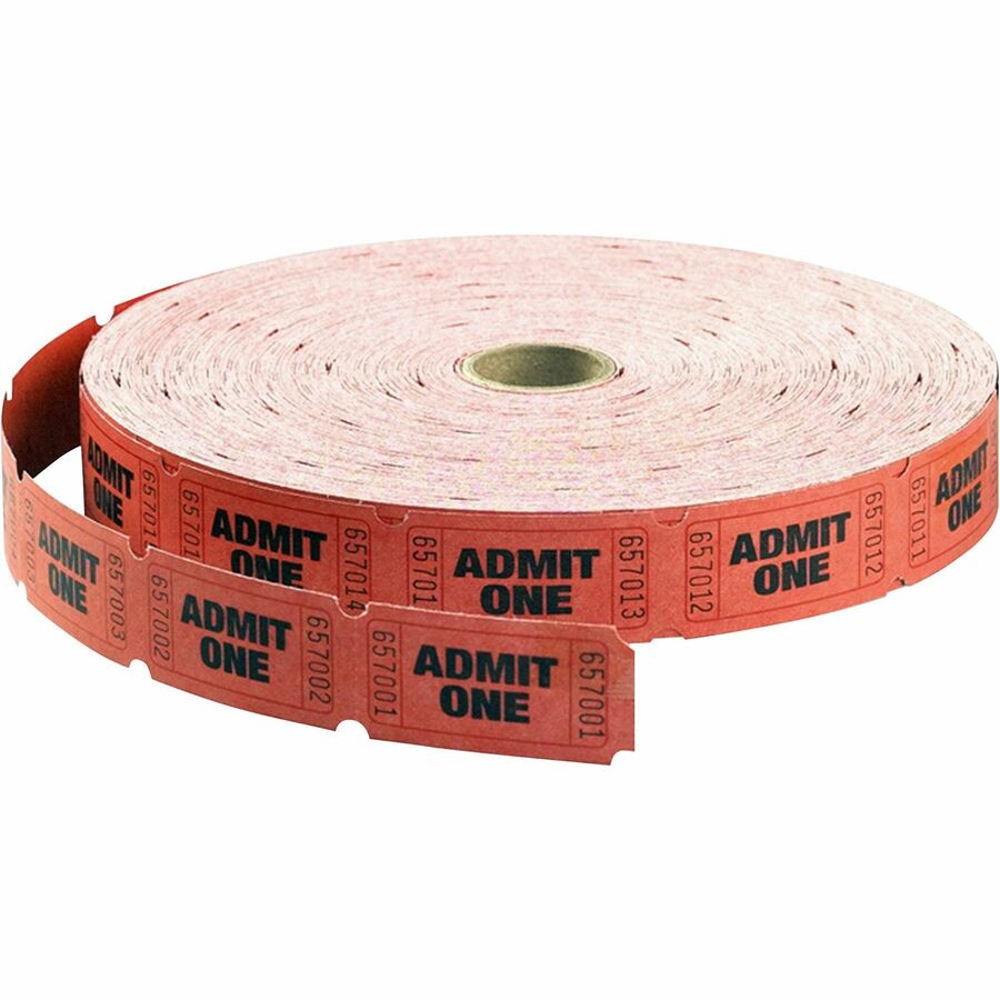 Maco Admit One Single Roll Tickets - Red - 1 Roll