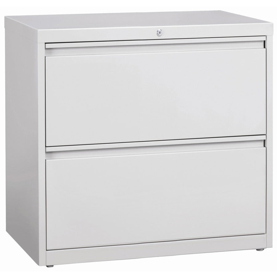 Lorell Fortress Series Lateral File - 36" Width x 18.6" Depth x 28.1" Height - 2 x Drawer(s) for File - Legal, Letter, A4 - Lateral - Rust Proof, Leveling Glide, Interlocking, Ball-bearing Suspension, Label Holder, Hanging Rail - Light Gray - Baked Ena...