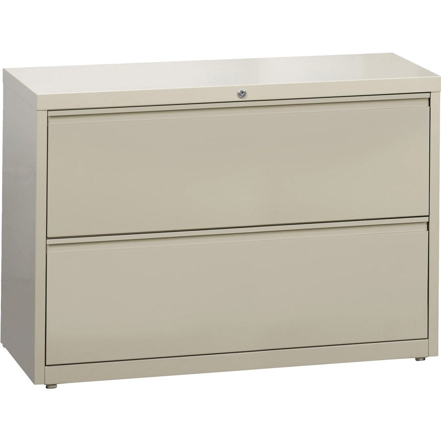 Lorell Fortress Series Lateral File - 42" Width x 18.6" Depth x 28.1" Height - 2 x Drawer(s) for File - Legal, Letter, A4 - Lateral - Rust Proof, Leveling Glide, Ball-bearing Suspension, Interlocking, Label Holder - Putty - Baked Enamel - Steel - Recycled