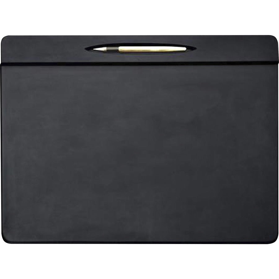 Dacasso Top Rail Pen Well Conference Pad - Rectangular - 17" Width x 14" Depth - Felt Backing - Leather - Black
