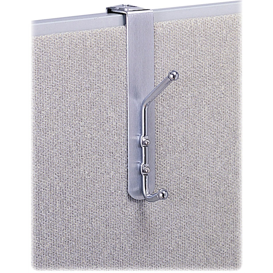 Safco Over-the-Panel Coat Hook - 2 Hooks - 8.5" Height x 1.5" Width - for Garment - Steel, Aluminum - 1 Each