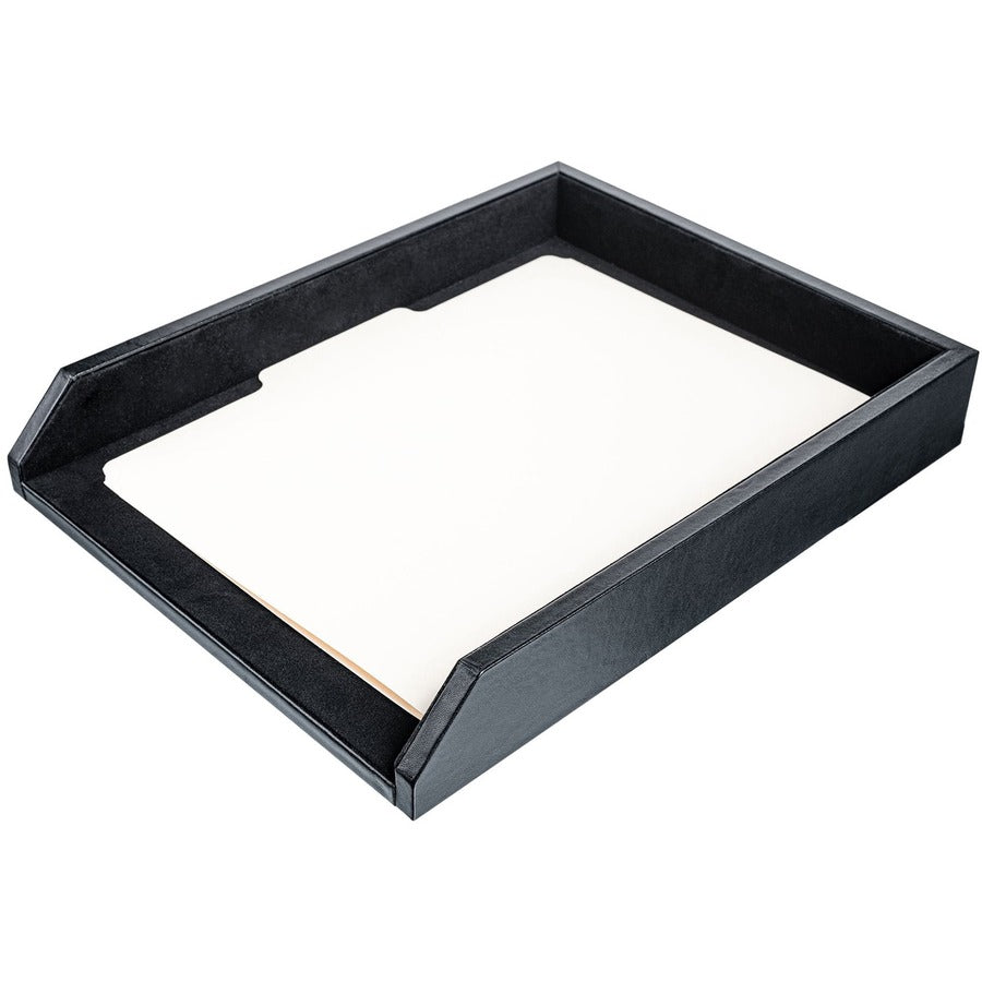 Dacasso Front Load Letter/Legal Tray - 2.50" Height x 10.50" Width x 13.75" Length - Black - Leather - 1 Each