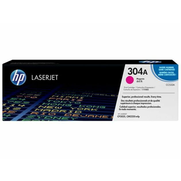 HP 304A (CC533A) Original Laser Toner Cartridge - Single Pack - Magenta - 1 Each - 2800 Pages