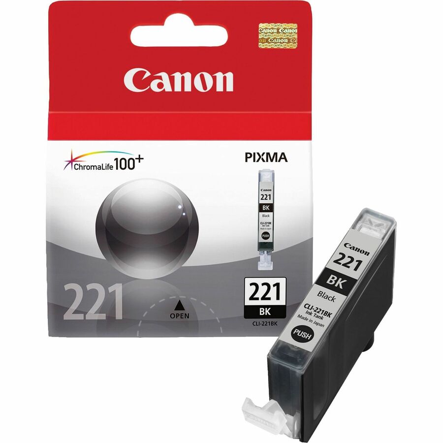 Canon CLI-221BK Original Inkjet Ink Cartridge - Black - 1 Each - 342 Pages