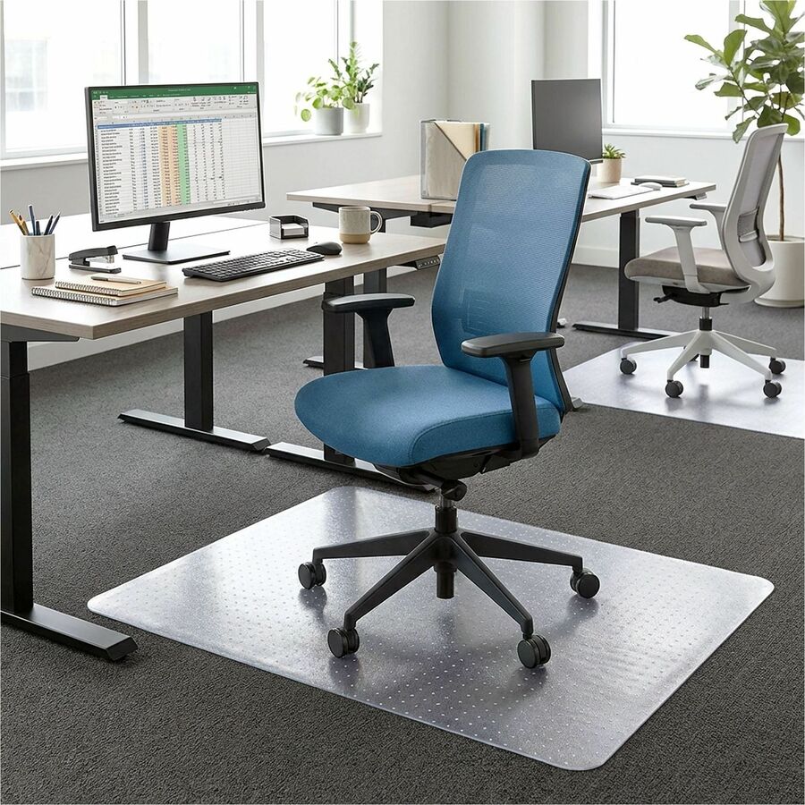 Lorell Rectangular Chair Mat for Medium-Pile Carpet - 48" x 60" - Carpeted Floor - 48" Width x 60" Depth x 0.100" Thickness - Rectangular - Vinyl - Clear - 1 Each