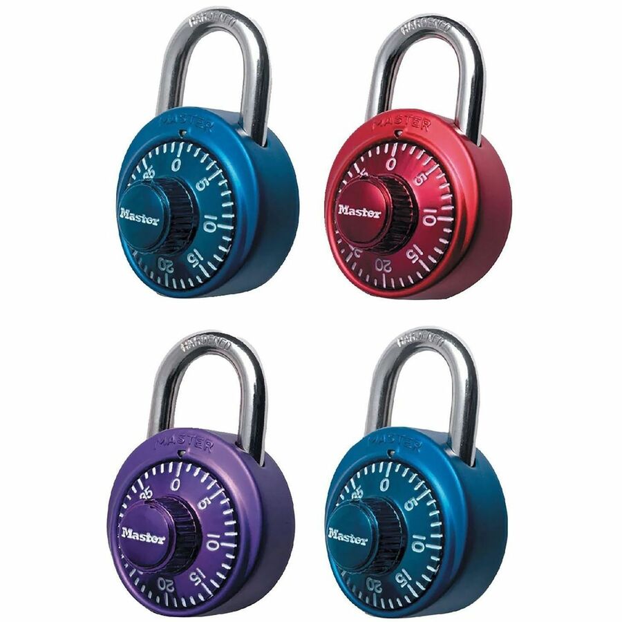 Master Lock Assorted Numeric Combination Locks - 3 Digit - 0.28" Shackle Diameter - Cut Resistant - Stainless Steel - Assorted - 1 Each