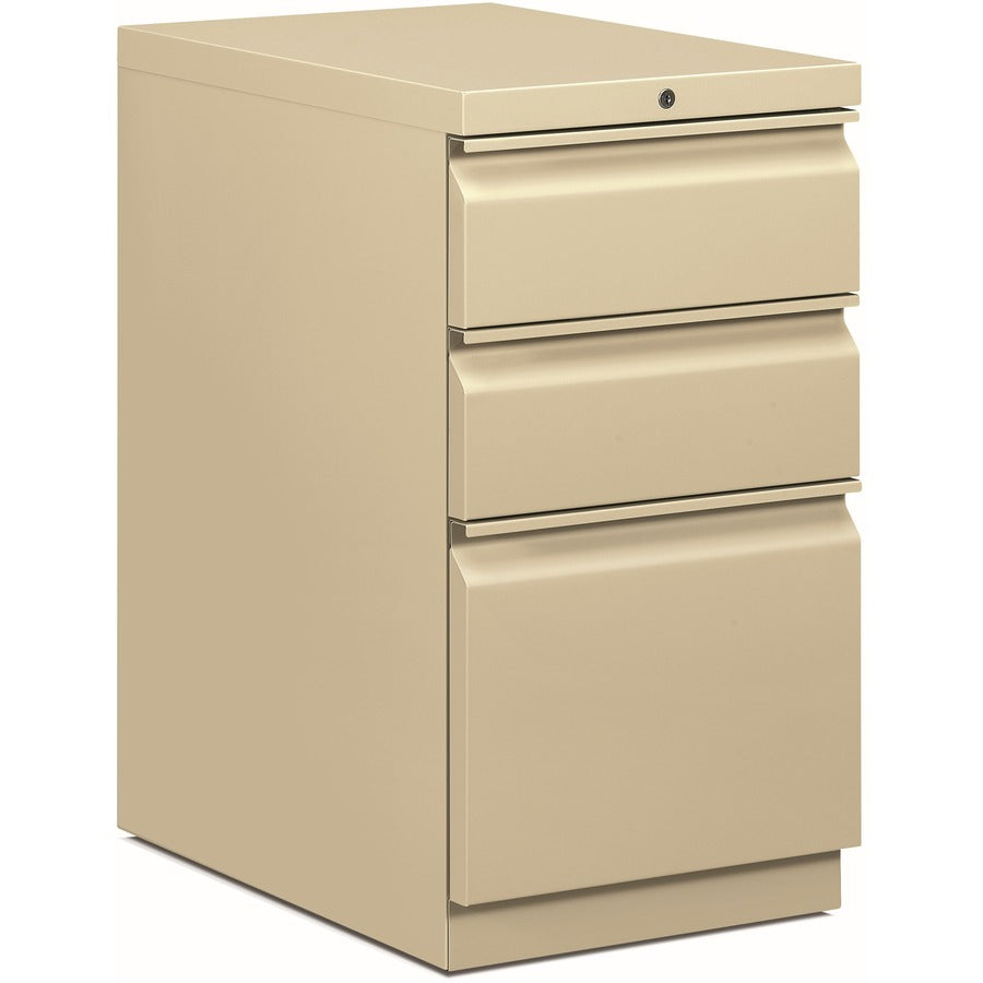 HON Brigade H33723R Pedestal - 28" Height x 15" Width x 22.9" Depth - Total Drawer(s): 3 - Finish: Putty - 1 Each