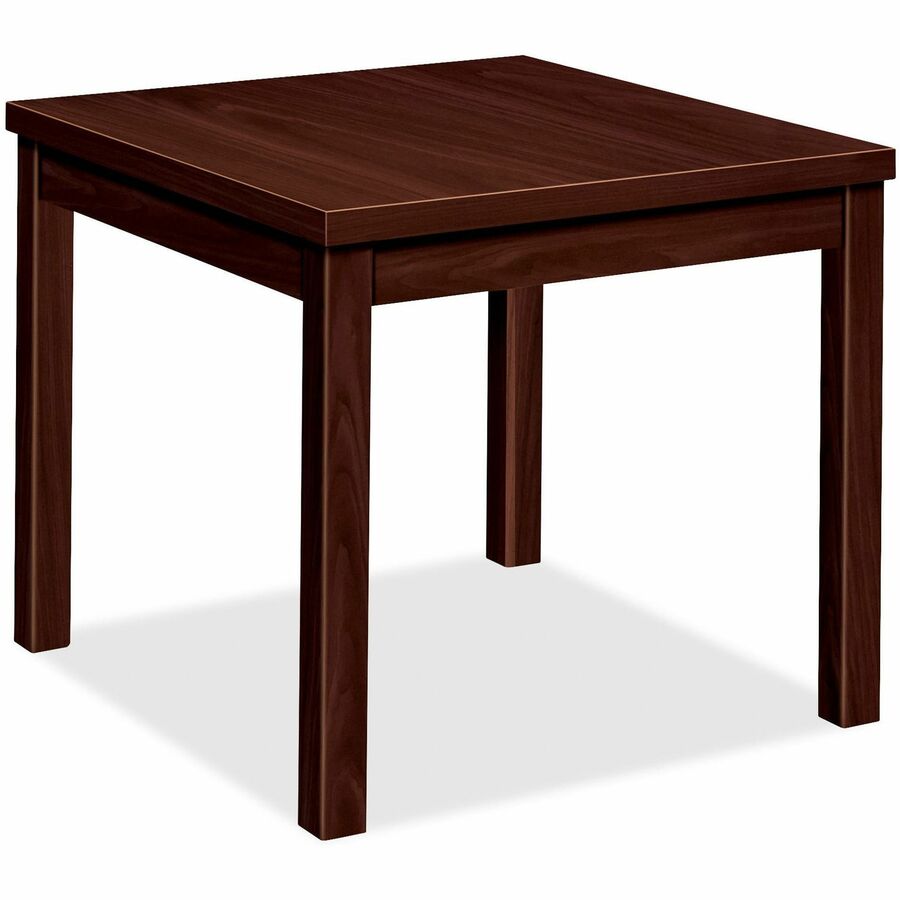 HON H80193 End Table - 20" Height x 24" Width x 20" Depth - Flat Edge - Finish: Mahogany - Glide, Scratch Resistant, Spill Resistant, Stain Resistant, Liquid Resistant, Warp Resistant, Durable - For Office, Lobby, Waiting Room - 1 Each