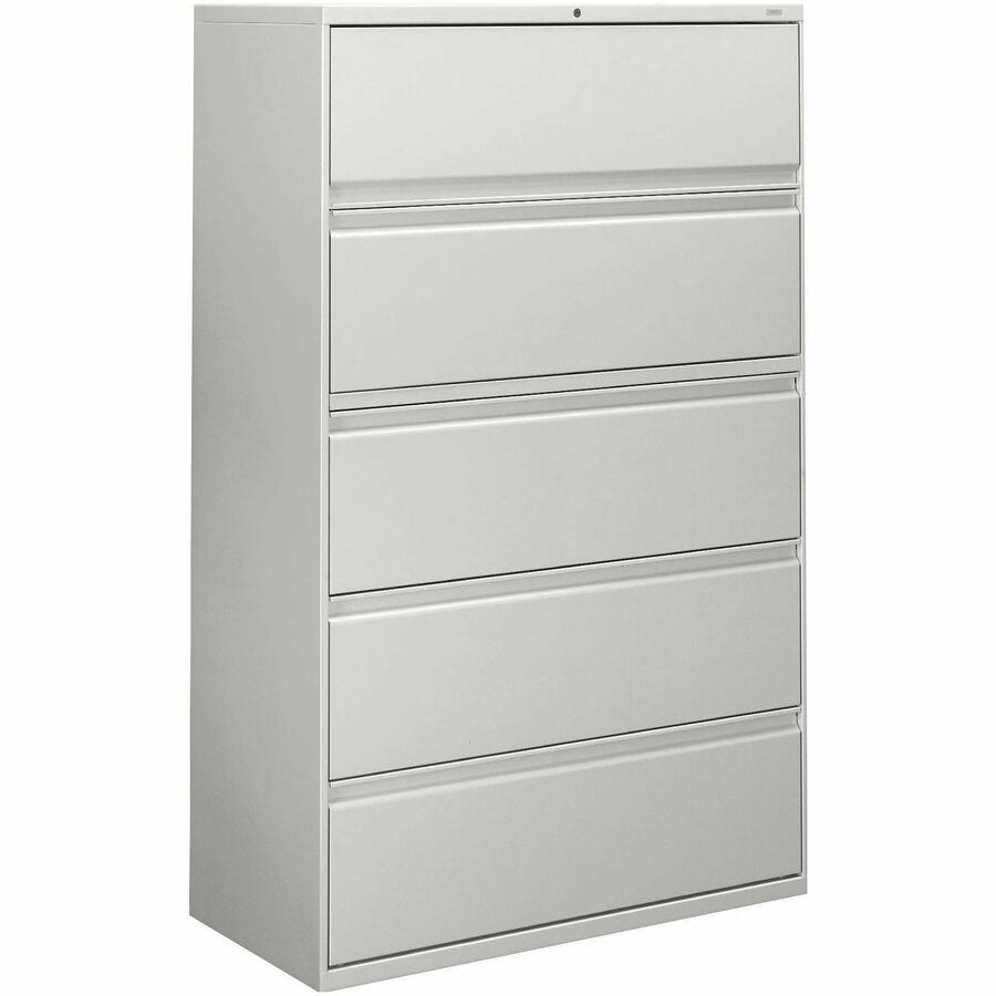 HON Brigade 800 H895 Lateral File - 64.3" Height x 42" Width x 18" Depth - Total Drawer(s): 5 - Finish: Light Gray - Radius Pull, Lockable, Glide, Removable Lock, Heavy Duty - For File Storage, Workstation, Desk, Office - 1 Each