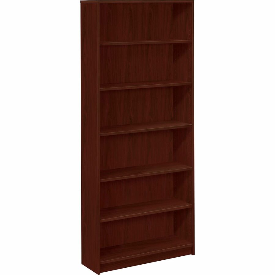 HON 1870 H1877 Bookcase - 84" Height x 36" Width x 11.5" Depth - 6 Shelve(s) - Finish: Mahogany - Glide, Adjustable/Fixed Shelf, Scratch Resistant, Spill Resistant, Stain Resistant, Adjustable Glide - For Desk, Office, Home - 1 Each