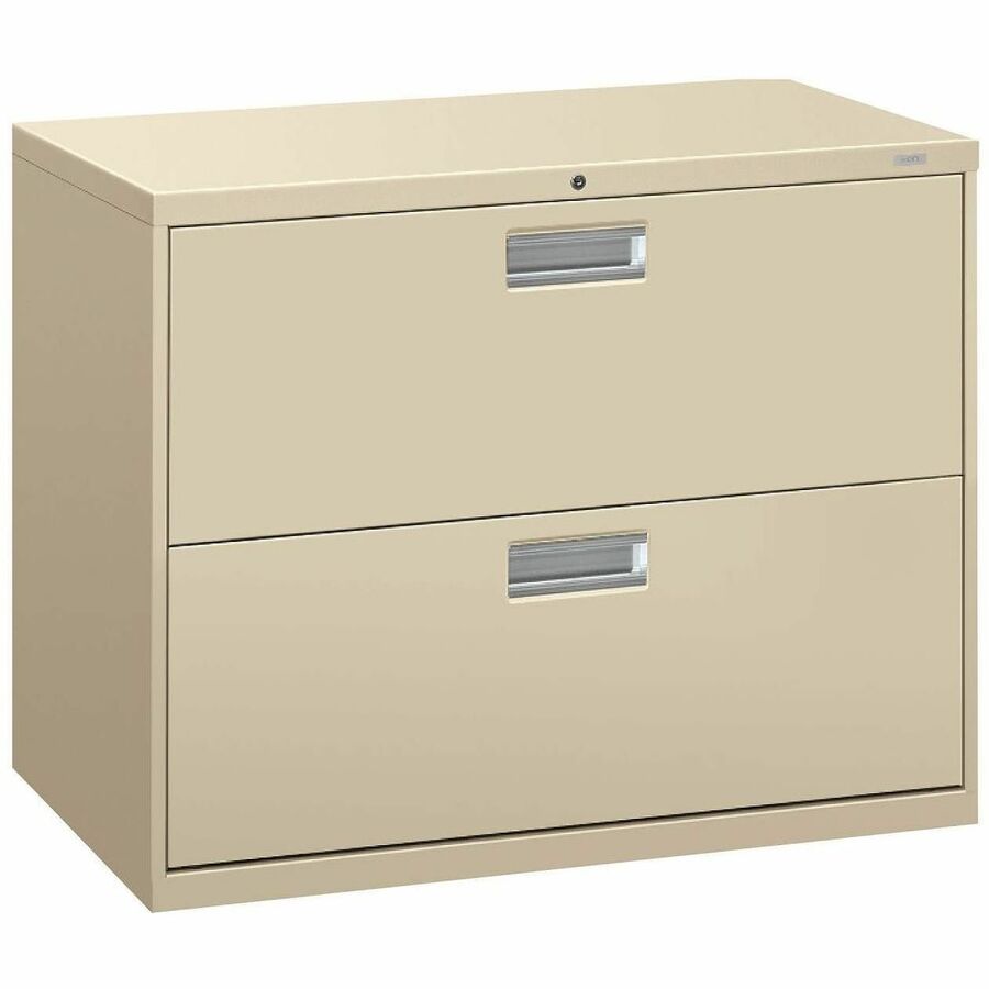 HON Brigade 600 H682 Lateral File - 28.4" Height x 36" Width x 18" Depth - Total Drawer(s): 2 - Finish: Putty - Lockable, Glide, Removable Lock, Heavy Duty, Interlocking - For File Storage, Workstation, Office, Desk - 1 Each