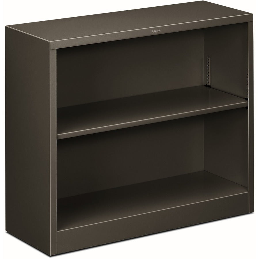 HON Brigade Steel Bookcase - 2 Shelf(ves) - 29" Height x 34.50" Width x 12.62" Depth - Adjustable Shelf, Reinforced, Welded, Durable, Compact - 30% Recycled - Charcoal - Steel - 1 Each