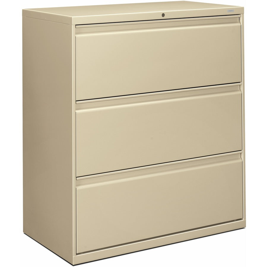 HON Brigade 800 H883 Lateral File - 40.9" Height x 36" Width x 18" Depth - Total Drawer(s): 3 - Finish: Putty - Radius Pull, Lockable, Glide, Removable Lock, Heavy Duty - For File Storage, Workstation, Desk, Office - 1 Each
