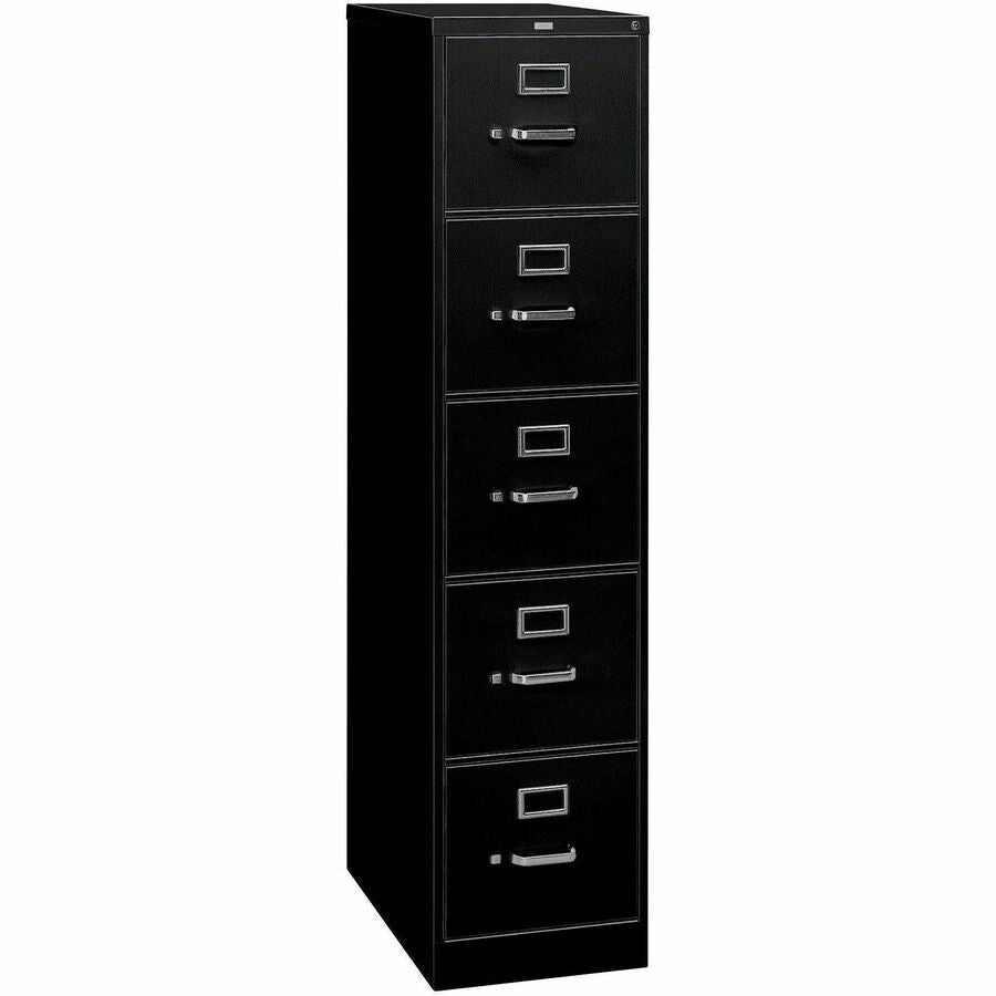 HON 310 H315 File Cabinet - 60" Height x 15" Width x 26.5" Depth - Total Drawer(s): 5 - Finish: Black - Lockable, Durable, Label Holder - For File, Office, File Folder, Desk - 1 Each