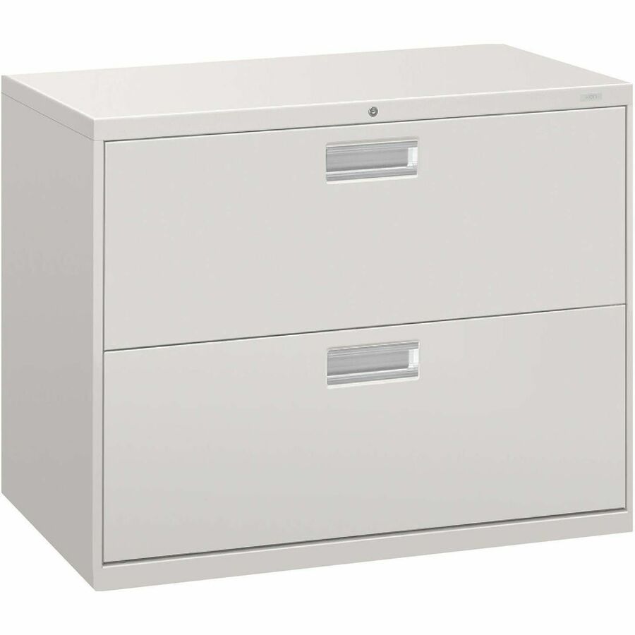 HON Brigade 600 H682 Lateral File - 28.4" Height x 36" Width x 18" Depth - Total Drawer(s): 2 - Finish: Light Gray - Lockable, Heavy Duty, Glide, Removable Lock - For File Storage, Workstation, Office, Desk - 1 Each