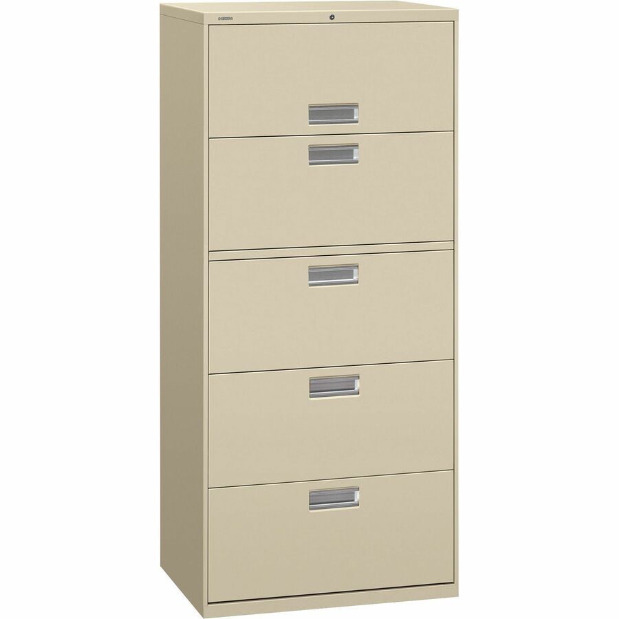 HON Brigade 600 H675 Lateral File - 67" Height x 30" Width x 18" Depth - Total Drawer(s): 5 - Finish: Putty - Lockable, Glide, Removable Lock, Heavy Duty, Interlocking - For File Storage, Workstation, Office, Desk - 1 Each