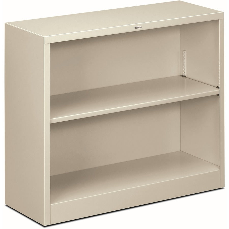 HON Brigade Steel Bookcase - 2 Shelf(ves) - 29" Height x 34.50" Width x 12.62" Depth - Adjustable Shelf, Reinforced, Welded, Durable, Compact - 30% Recycled - Light Gray - Steel - 1 Each