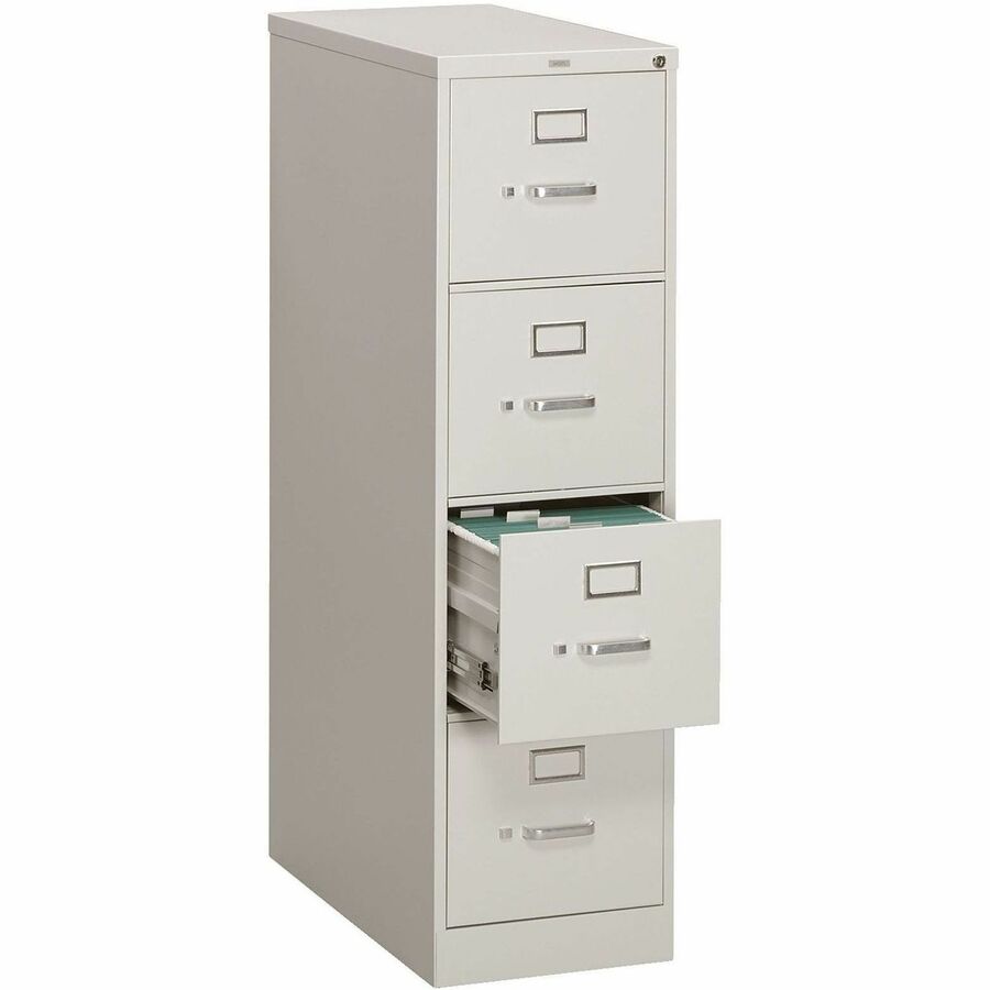 HON 310 H314 File Cabinet - 52" Height x 15" Width x 26.5" Depth - Total Drawer(s): 4 - Finish: Light Gray - Lockable, Durable, Label Holder - For File, Office, File Folder, Desk - 1 Each