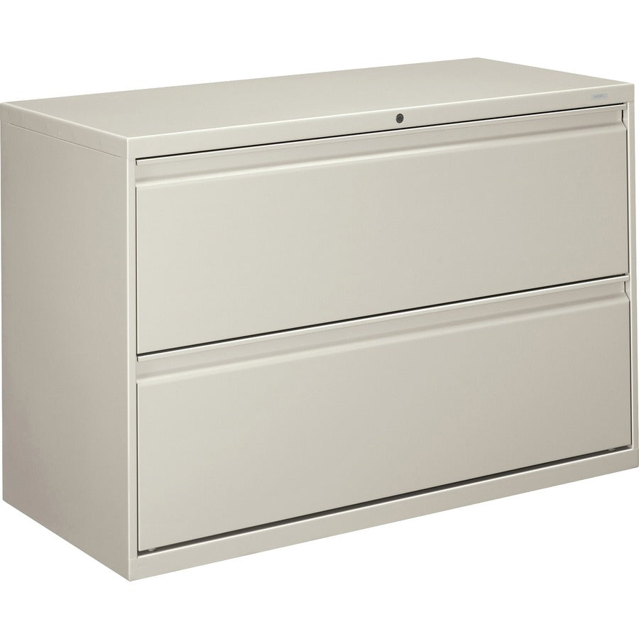 HON Brigade 800 H892 Lateral File - 28.4" Height x 42" Width x 18" Depth - Total Drawer(s): 2 - Finish: Light Gray - Radius Pull, Lockable, Glide, Removable Lock, Heavy Duty - For File Storage, Workstation, Desk, Office - 1 Each