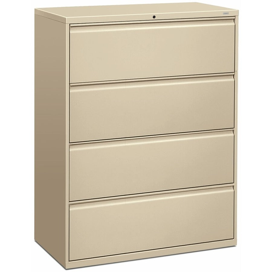 HON Brigade 800 H894 Lateral File - 53.3" Height x 42" Width x 18" Depth - Total Drawer(s): 4 - Finish: Putty - Radius Pull, Lockable, Glide, Removable Lock, Heavy Duty - For File Storage, Workstation, Desk, Office - 1 Each