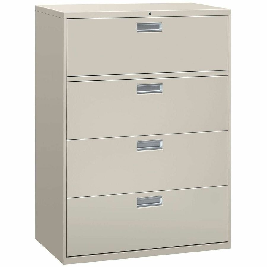 HON Brigade 600 H694 Lateral File - 53.3" Height x 42" Width x 18" Depth - Total Drawer(s): 4 - Finish: Light Gray - 1 Each