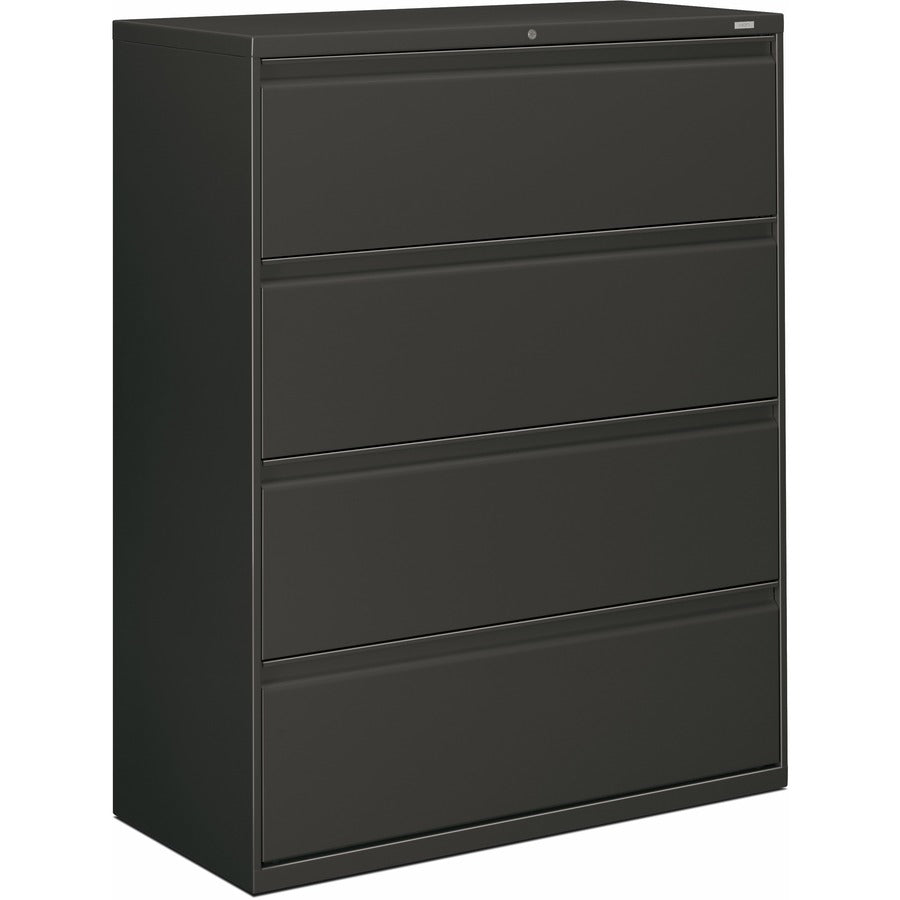 HON Brigade 800 H894 Lateral File - 53.3" Height x 42" Width x 18" Depth - Total Drawer(s): 4 - Finish: Charcoal - Radius Pull, Lockable, Glide, Removable Lock, Heavy Duty - For File Storage, Workstation, Desk, Office - 1 Each
