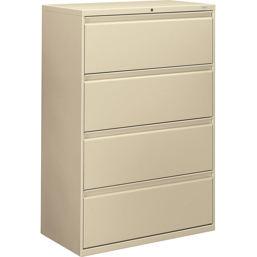 HON Brigade 800 H884 Lateral File - 53.3" Height x 36" Width x 18" Depth - Total Drawer(s): 4 - Finish: Putty - Radius Pull, Lockable, Glide, Removable Lock, Heavy Duty - For File Storage, Workstation, Desk, Office - 1 Each