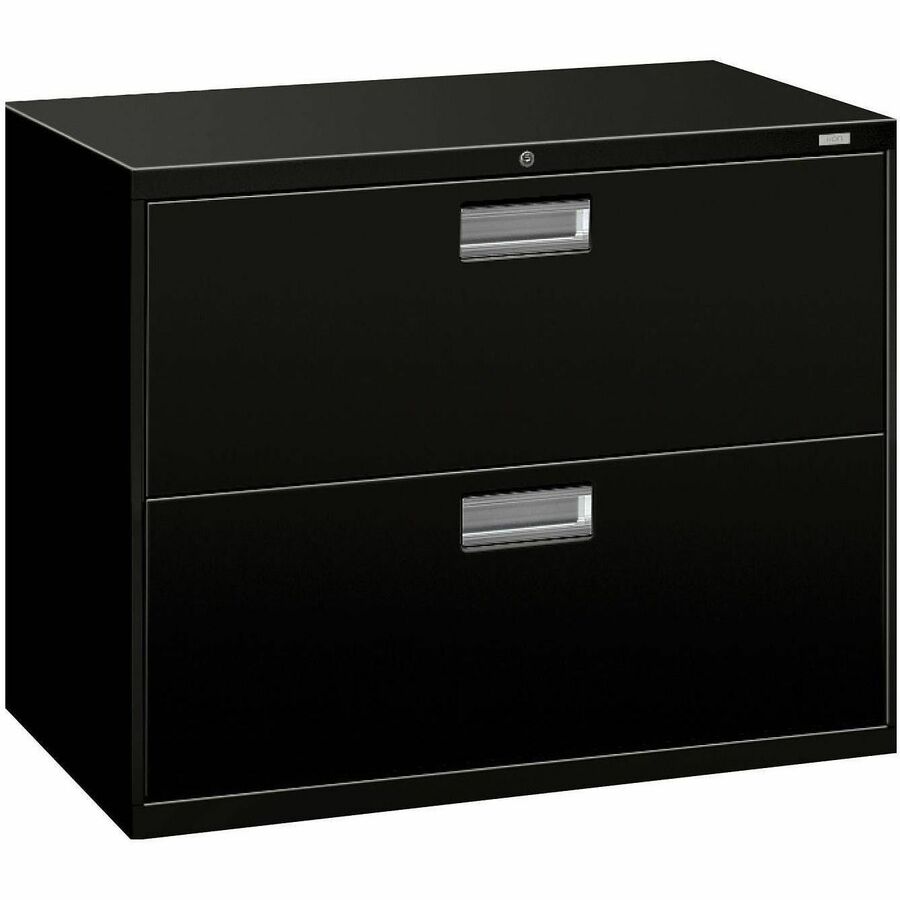 HON Brigade 600 H682 Lateral File - 28.4" Height x 36" Width x 19.3" Depth - Total Drawer(s): 2 - Finish: Black - Lockable, Heavy Duty, Glide, Removable Lock, Durable - For Workstation, Office - 1 Each