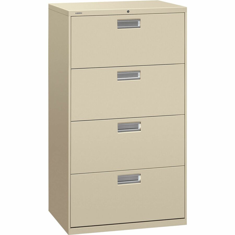 HON Brigade 600 H674 Lateral File - 53.3" Height x 30" Width x 18" Depth - Total Drawer(s): 4 - Finish: Putty - Lockable, Glide, Removable Lock, Heavy Duty, Interlocking - For File Storage, Workstation, Office, Desk - 1 Each