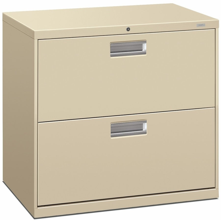 HON Brigade 600 H672 Lateral File - 28.4" Height x 30" Width x 18" Depth - Total Drawer(s): 2 - Finish: Putty - Lockable, Glide, Removable Lock, Heavy Duty, Interlocking - For File Storage, Workstation, Office, Desk - 1 Each