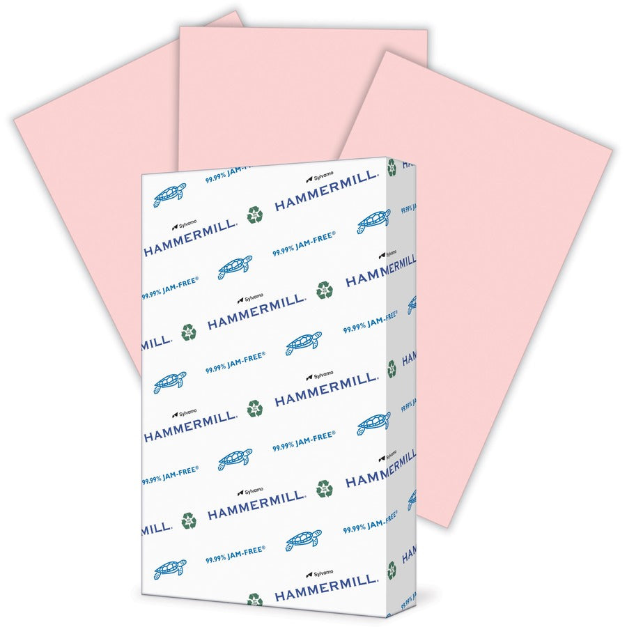 Hammermill Colors Recycled Copy Paper - Pink - Legal - 8 1/2" x 14" - 20 lb Basis Weight - Smooth - Sustainable Forestry Initiative (SFI) - Acid-free, Archival-safe, Jam-free, Eco-friendly - Pink - 5000 Sheets - 500 Sheets/Pack - 500 / Ream