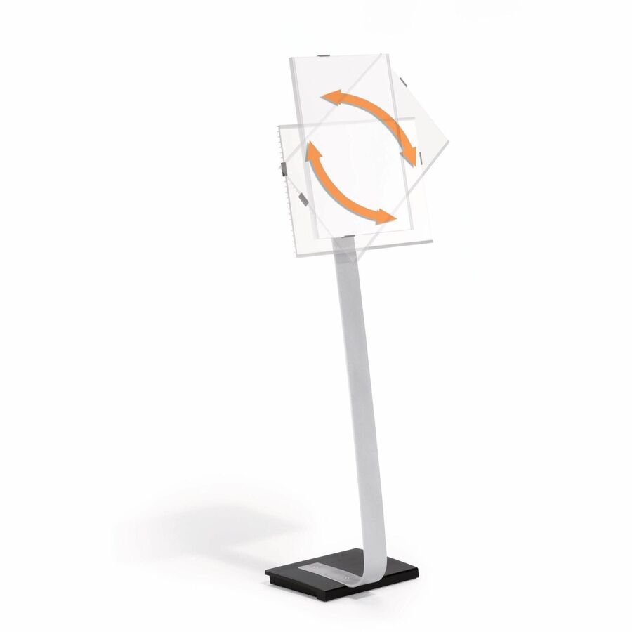 DURABLE Info Sign Floor Stand - 50" Height x 17" Width x 11.50" Depth - Aluminum, Iron, Stainless Steel - Gray, Black
