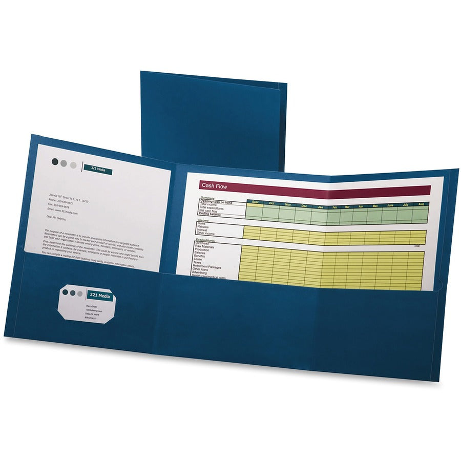 Oxford Letter Pocket Folder - 8 1/2" x 11" - 150 Sheets Capacity - 3 Pocket - Paper - Blue - Durable - 20 / Box