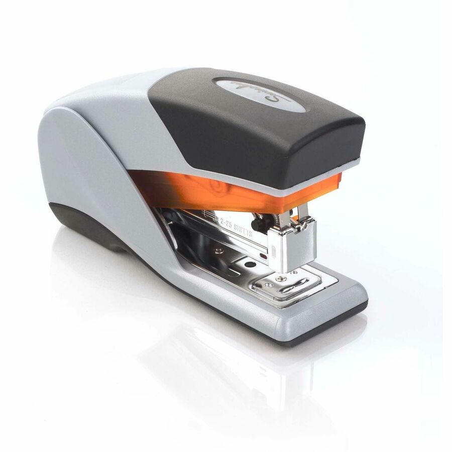 Swingline Optima 25 Compact Reduced Effort Stapler - Staples Upto 25 Sheet of 20lb Paper - Holds Upto 105 Staple - Half Strip - Staple Size: 0.25" - Gray, Black, Orange - Plastic, Metal - 1 Each