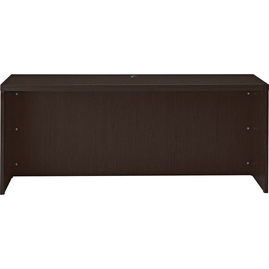 Safco Aberdeen 72" Credenza - 29.5" Height x 72" Width x 24" Depth, 1.6" Thickness Surface - Material: Medium Density Fiberboard (MDF), Laminate - Finish: Mocha - Cable Management, Grommet, Leveler, Modesty Panel - 1 Each