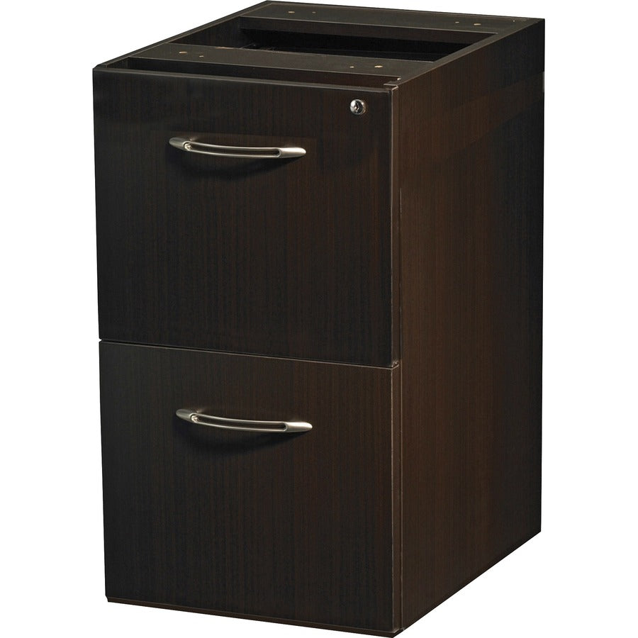 Safco Aberdeen Series File Pedestal - 27.5" Height x 15.3" Width x 20" Depth - Fluted Edge - Material: Particleboard - Finish: Laminate, Mocha - Security Lock, Abrasion Resistant, Stain Resistant, Cord Management, Grommet, Modesty Panel, Leveling Glide...