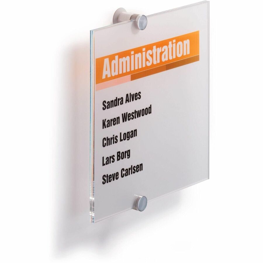 DURABLE Crystal Standoff Interior Wall Sign - 8.3" Width x 8.3" Height x 0.9" Depth - Square Shape - Wall Mountable - Indoor - Acrylic - Clear - 1 Each