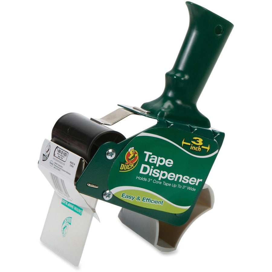 Duck Brand Extra Wide Standard Packing Tape Dispenser - 3" Core - Adjustable Tension Mechanism - Metal, Plastic - Green - 1 Each