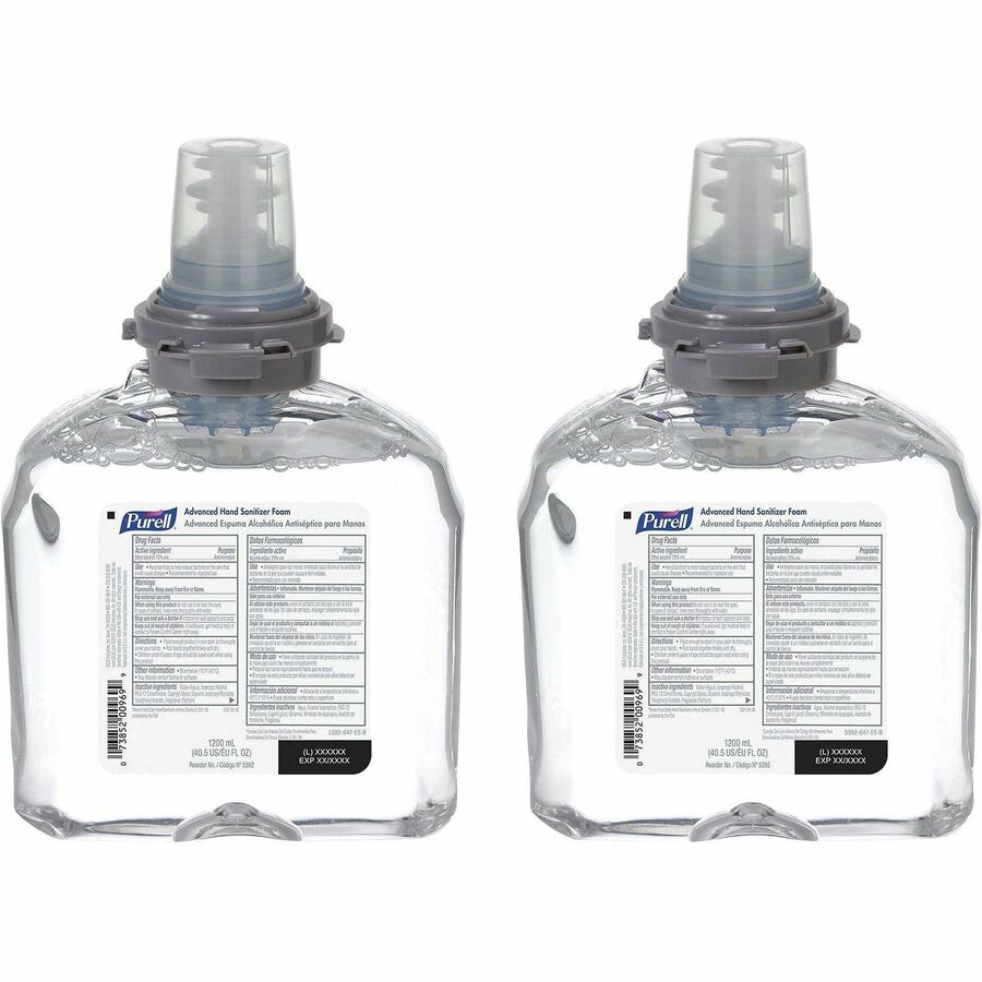 PURELL®, Hand Sanitizer Foam Refill - Clean Scent - 1.27 quart - Skin - White - 2 / Carton
