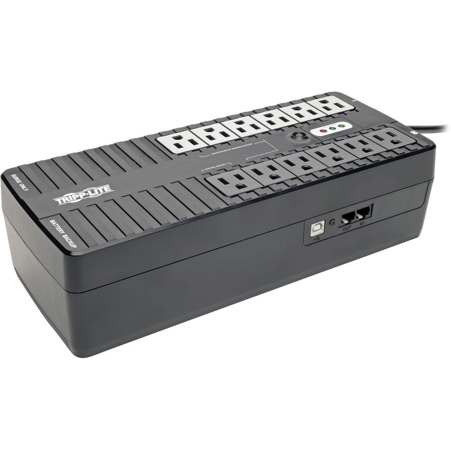 Tripp Lite series ECO 750VA Desktop UPS - Ultra-compact Desktop/Tower/Wall Mount - 6.50 Hour Recharge - 2 Minute Stand-by - 120 V AC Input - 110 V AC, 115 V AC, 120 V AC Output - Single Phase - USB - 12 x NEMA 5-15R Receptacle(s) - 6 x Battery/Surge Ou...