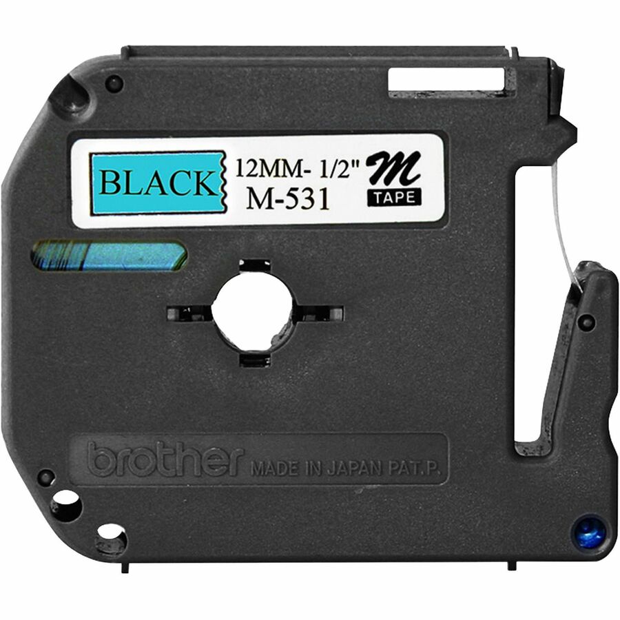P-touch P-touch Nonlaminated M Series Tape Cartridge - 1/2" Width x 26 1/5 ft Length - Rectangle - Blue, Black - 1 Each