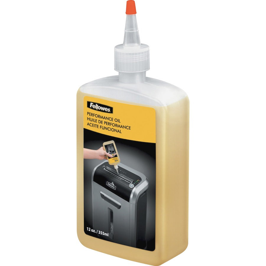 Fellowes Powershred®, Shredder Oil - 12 Oz. Bottle - 12 fl oz - Light Amber