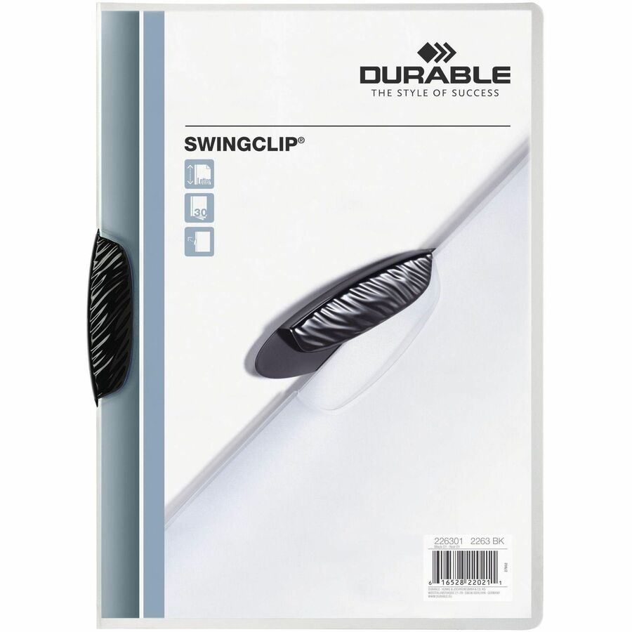 SWINGCLIP Letter Report Cover - 8 1/2" x 11" - 30 Sheets Capacity - Polypropylene - Clear - Wear Resistant - 25 / Box
