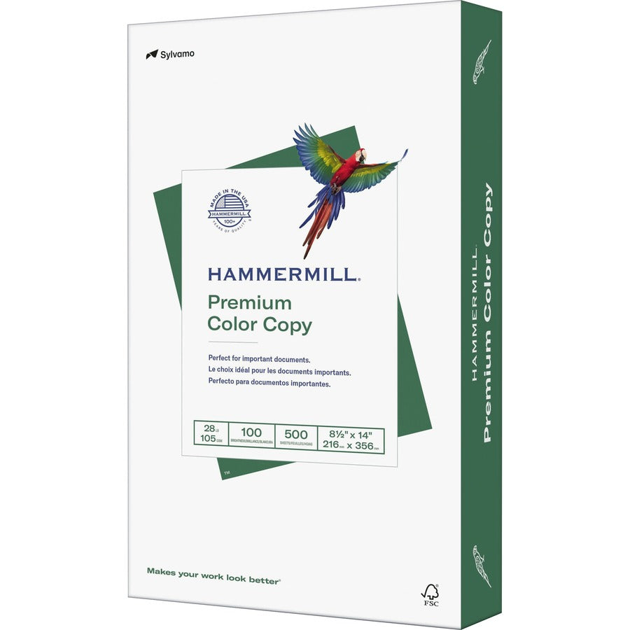 Hammermill Premium Color Copy Paper - White - 100 Brightness - Legal - 8 1/2" x 14" - 28 lb Basis Weight - Ultra Smooth - White - 1 Ream